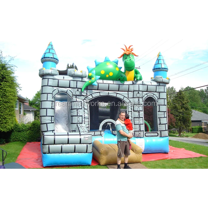 commercial PVC inflatable bouncers for kids, outdoor inflatable dragon bouncy castle for sale