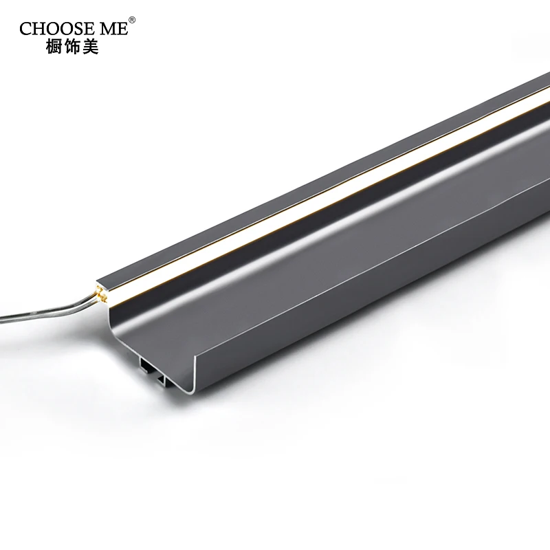 Aluminum profile kitchen cabinet handle Cupboard wardrobe furniture Lighted profile invisible pull hidden handle with leg light