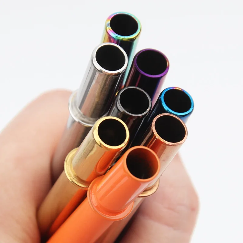Wholesales Stainless steel bulged straw 8mm card slot anti-skid car cup straw Color metal straw