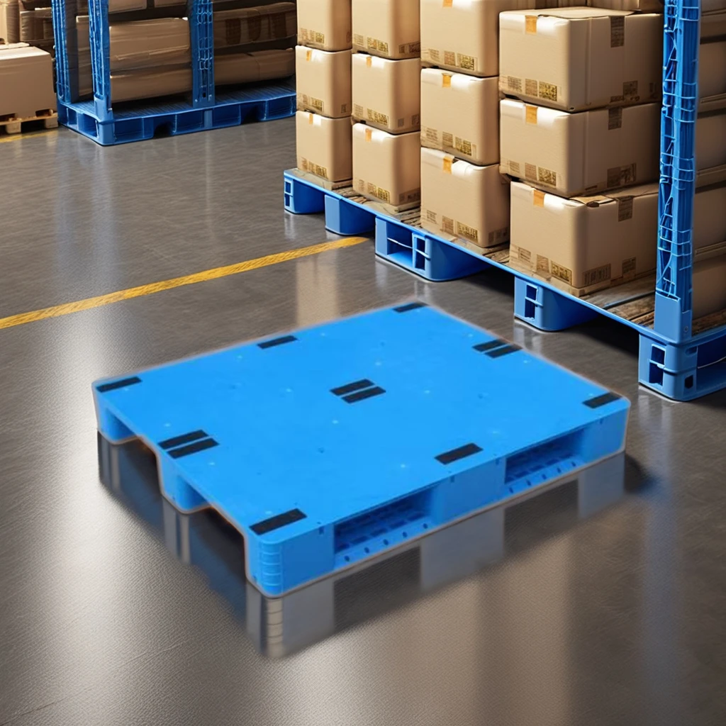 Made in China 1000*800mm Durable Euro Pallet Single Faced Plastic Hard Tray with Steel Entry Industrial PE Material