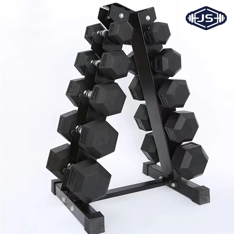 Factory hotsale can be customized private logo gym fitness equipment 10kg-50kg hexagon rubber hex dumbbell set