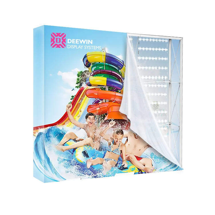 Trade show exhibition booth backdrop 8ft 10ft 10x10 aluminum frame fabric led lightbox pop up display backlit frame exhibition