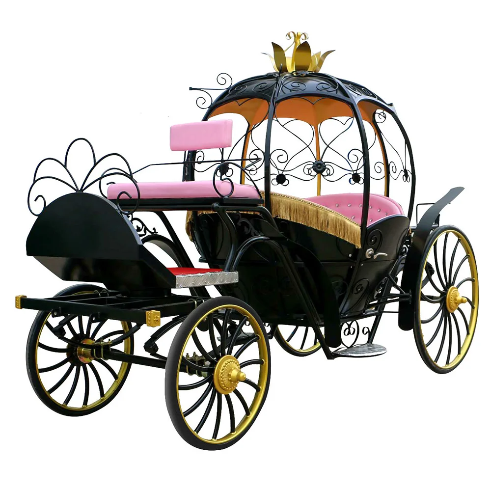 Black Cinderella Pumpkin Horse Carriage Luxury Wedding carriage drive