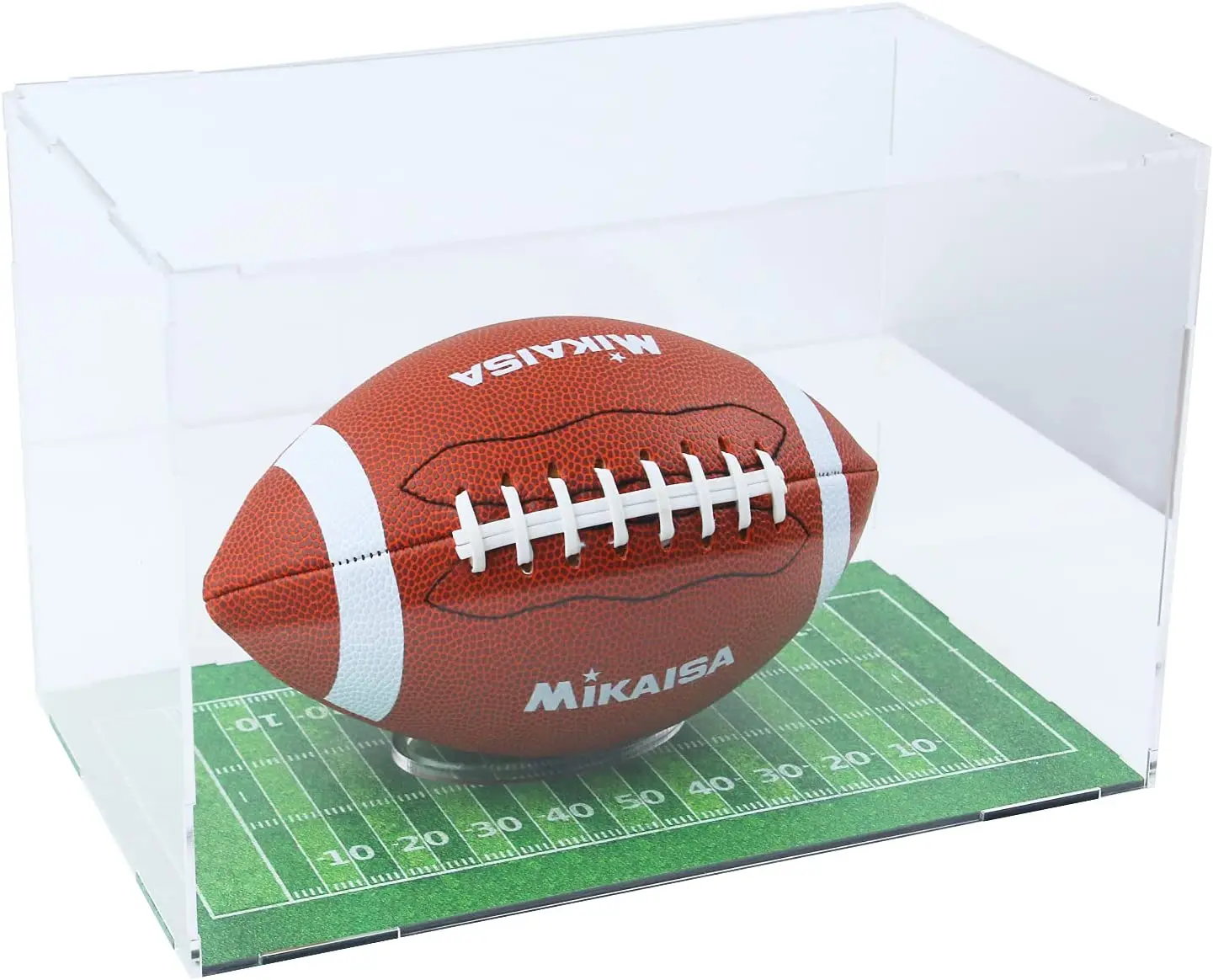 Custom cube clear cover black pmma acrylic soccer rugby ball basketball display stand box football display case