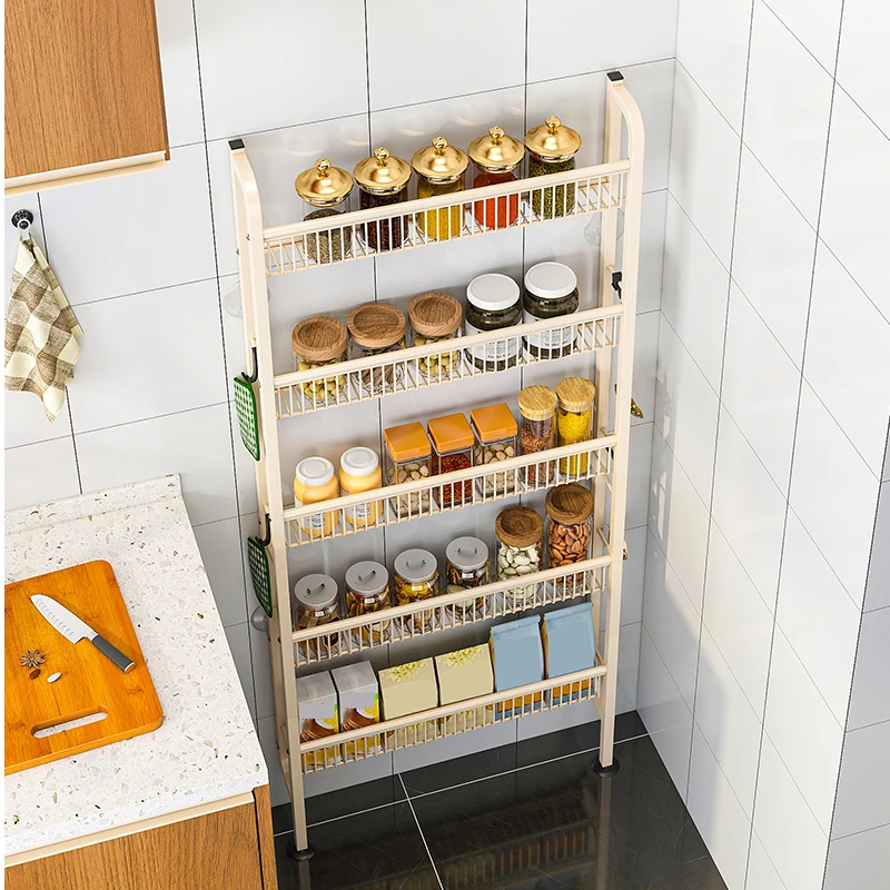 OWNSWING Multi-LayerWall Hanging Shelf Kitchen Condiment Cabinet Door Rear Storage Rack Punch-Free Doors Organizer Shelf Hanging
