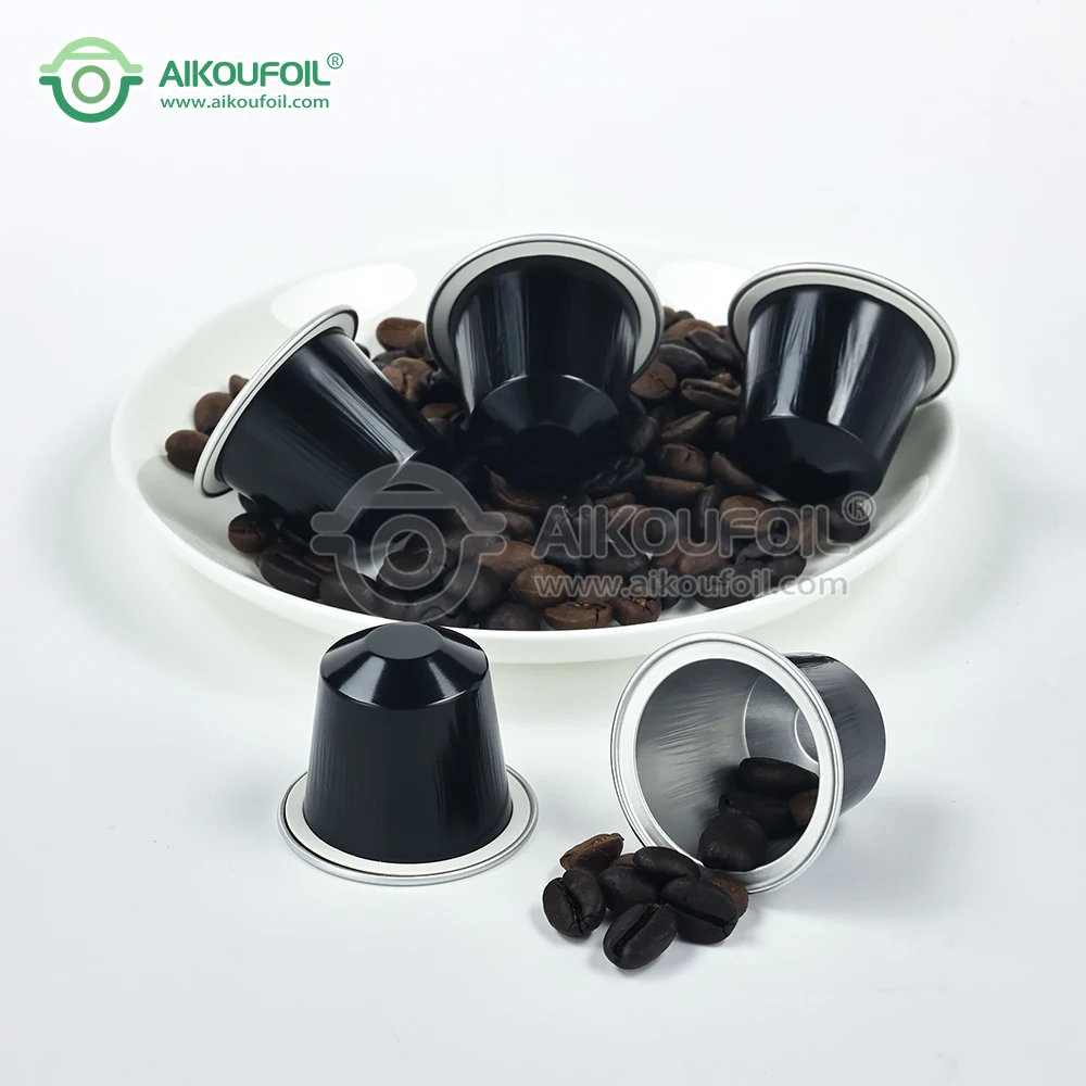 Customization Roll Sheet Lid Black Pods Compatible Aluminium Foil Coffee Machine for Capsule AIKOU