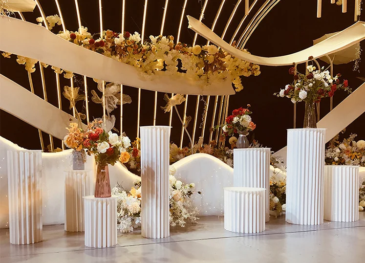 Foldable Paper Cylinder Wedding Aisle Guide Roman Column Elements Dessert Stand Wedding Decor Birthday Parties Display Props
