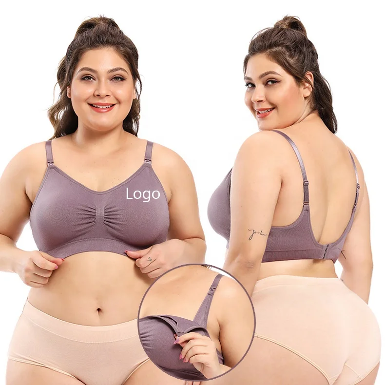 Women European and American sizes sexy adult Maternity breathing cotton Plus Size nursing breastfeeding bra with padded