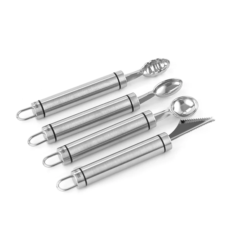 
304 Stainless steel 4pcs Set Fruit Carving Knife and Vegetable Carving Tools Melon Ballers Dig Scoops Kitchen accessories 