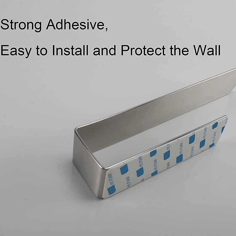 Brushed SUS 304 Stainless Steel Hand Towel Holder Self-Adhesive Bathroom Wall-Mounted Towel for Hotels
