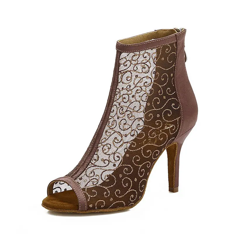 Sexy Mesh High Top Dance Shoes Ladies Jazz Boots Indoor Soft Sole Latin Dance Shoes Women Shoes