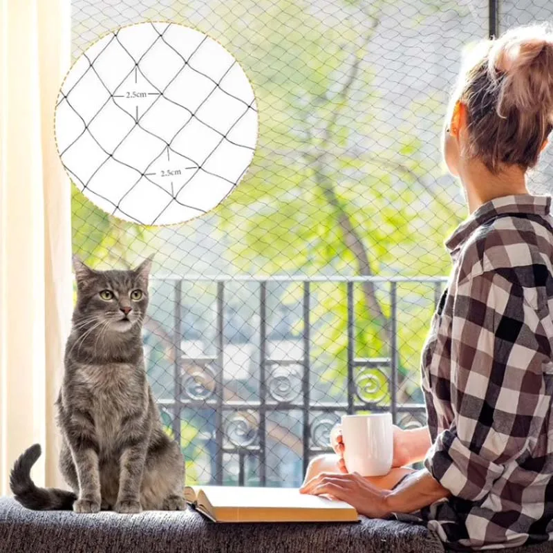 Cat Balcony Net Anti Fall Fence Plastic Nylon Steel Wire Grid Dog Pet Mesh Garden Netting for Window Stair Pets Guard Protection