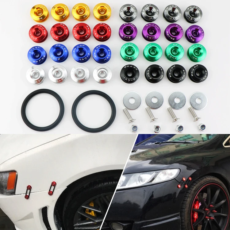 Universal JDM Aluminum Quick Release Fasteners Kit Front Bumper Rear Bumper Hatch Cover Surround Fixing Buckle