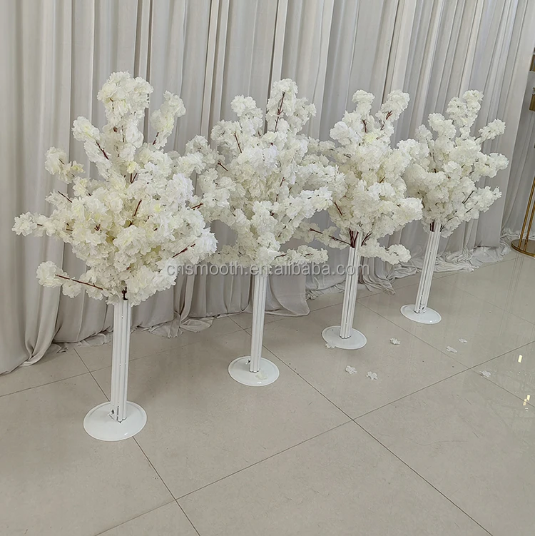 New Trend Wedding Table Centerpiece Ornament Tree Silk Artificial Cherry Blossom Tree For Wedding Ceremony Decoration
