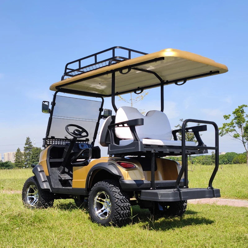 Electric Lithium Hunting Golf Cart 4 Seater 72v Golf Car With Folded Back Seat