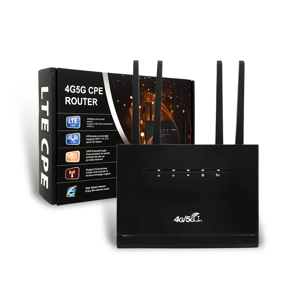 Cheapest 4G FWA CPE 4 High Gain Antennas 4G to WiFi Lan 32 Users 4G LTE Internet Cellular Modem Router 4G SIM Card