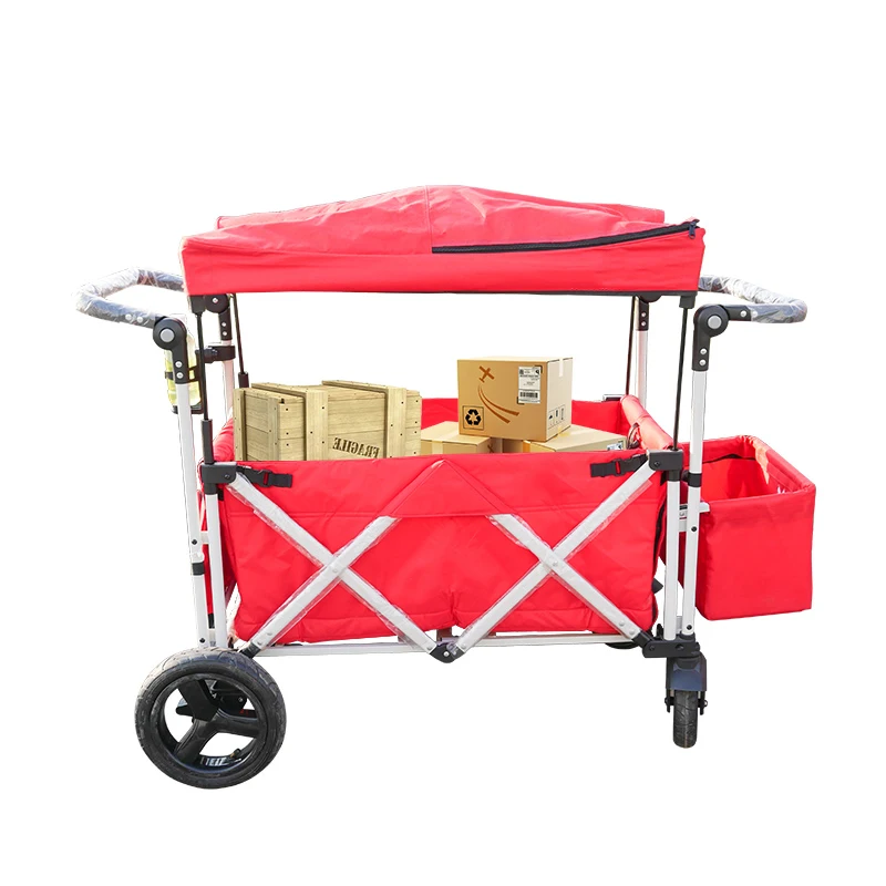 
 Collapsible Folding Wagon Foldable Outdoor Beach  Garden Cart with Wheels Push Or Pull  