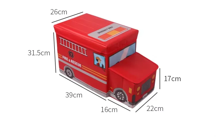 Cartoon Car  Non-woven Storage Box Folding Ottoman Of Kids School Bus Storage Stool