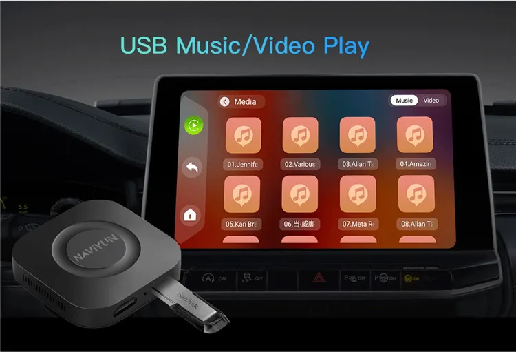 China Factory 4.2 BLE+5.0 BLE Streaming Box 8GB 128GB Built-in GPS Wifi Wireless Carplay Android Auto Multimedia Youtube