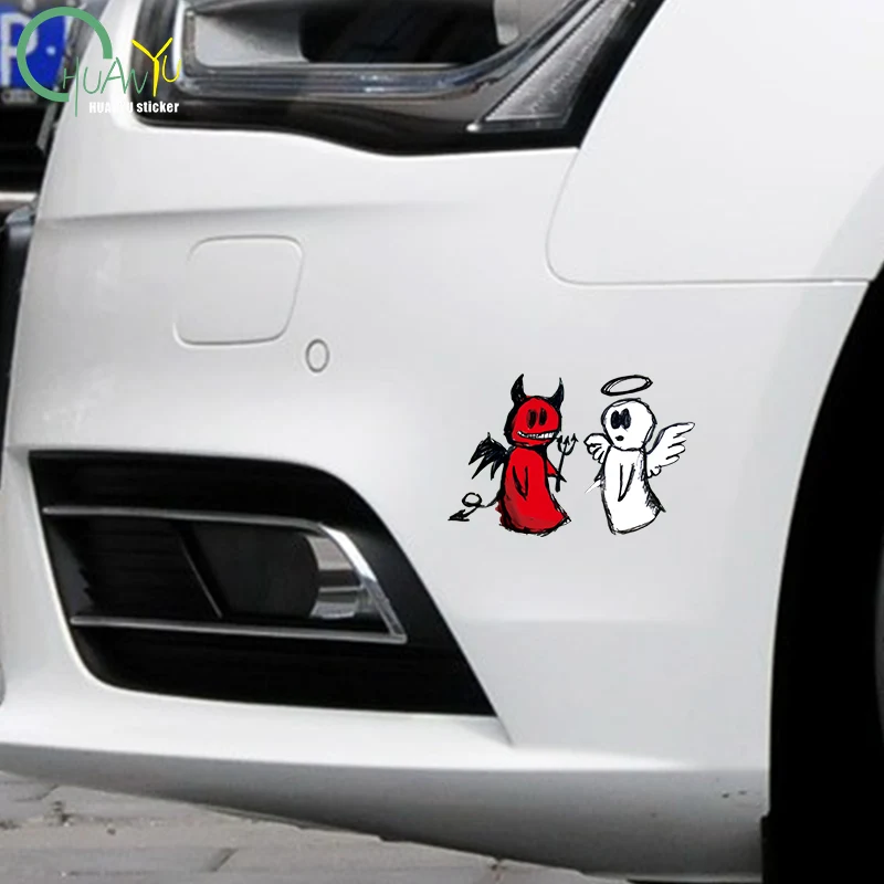 Cartoon Hand-Drawn Angel and Demon Hollow Body Stickers for Cars Motorcycles Electric Vehicles Waterproof Design