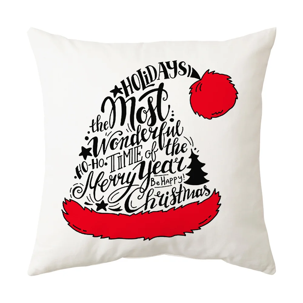 santa 45cm Merry Christmas Pillow Cover Christmas Decorations for Home Ornament 2023 Happy New Year Christmas Decor
