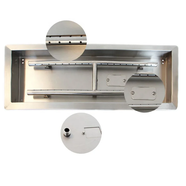 Outdoor 36 in.Trough Gas drop-in firepit bowl with T burner, fire pit burner kit