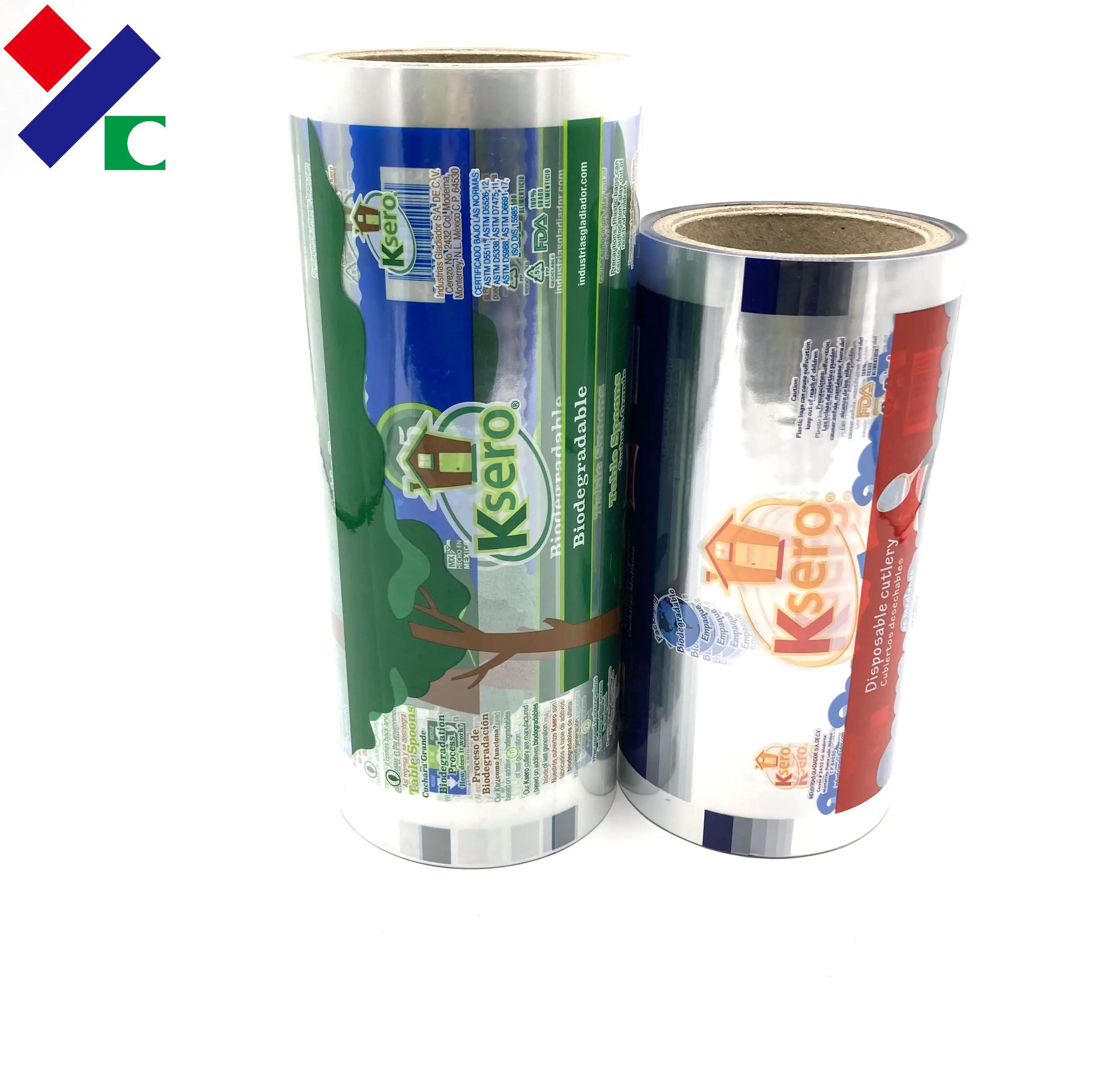 Laminated material pet/vmpet/pe shampoo packaging plastic roll film with custom logo design printing plastic packaging rolls