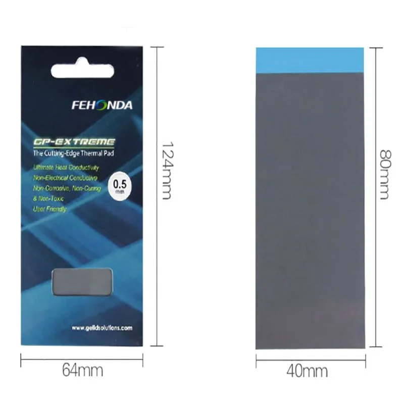 Gelid Solutions GP-Extreme 12W-Thermal Pad 80x40x2.0mm. Excellent Heat Conduction, Ideal Gap Filler. Easy Installation.