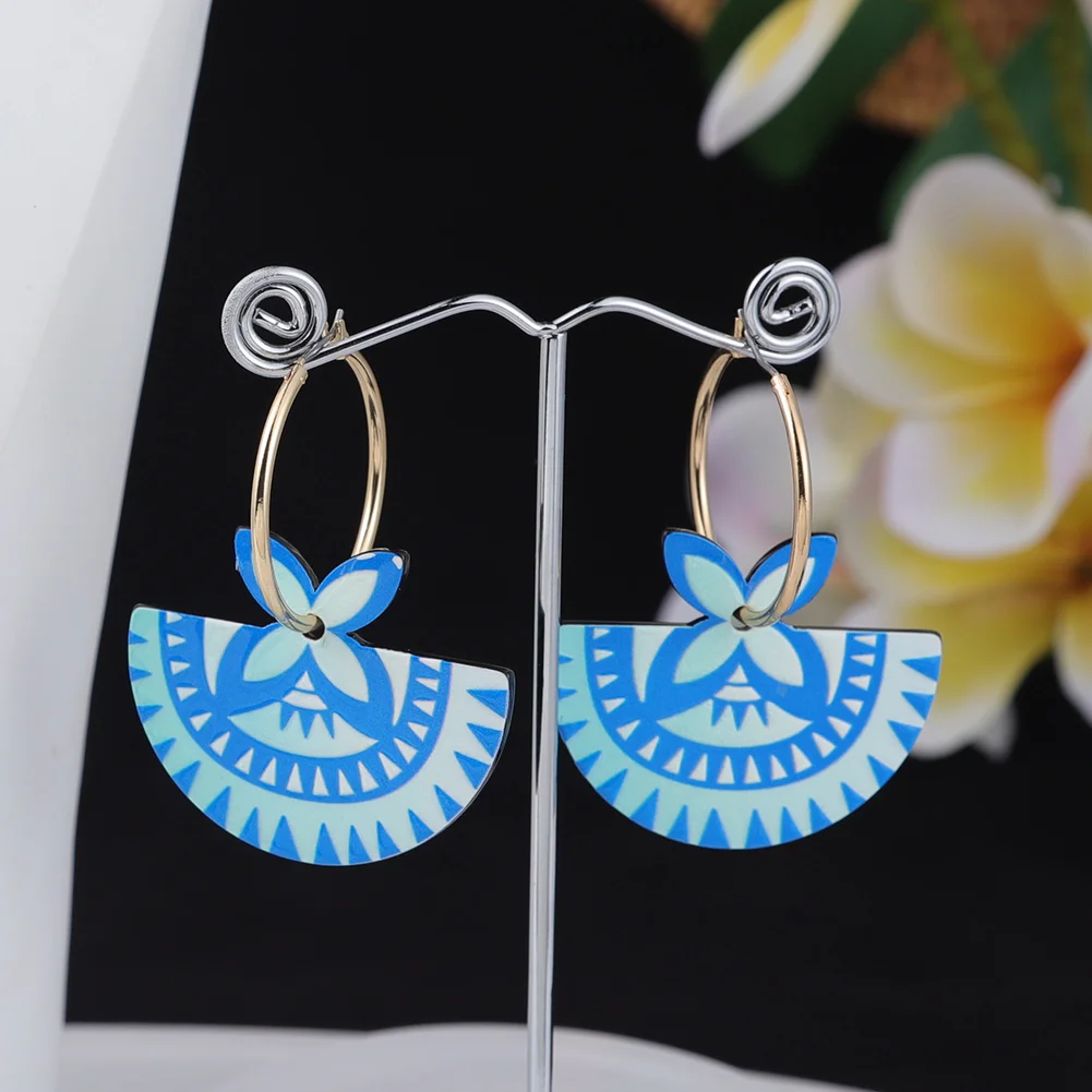 SophiaXuan Yiwu junjian New Arrival Fashion  Acrylic Jewelry Wholesale Polynesian Hawaiian Tribal Earrings