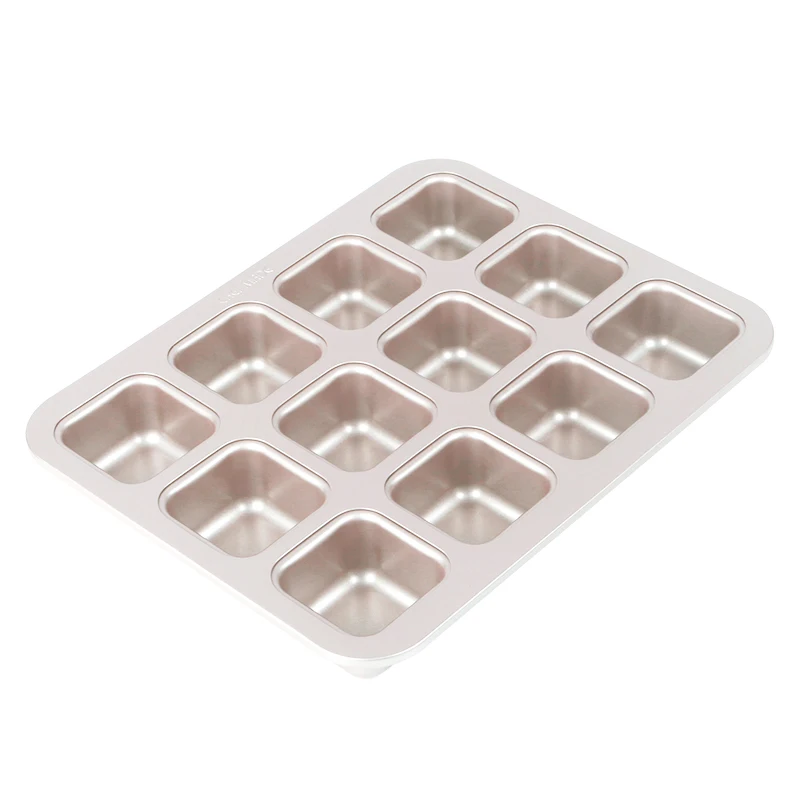 CHEFMADE WK9149 Carbon Steel Bakeware 12-Cavity Non-Stick Square Muffin Pan Blondie Brownie Cake Pan for Oven Baking