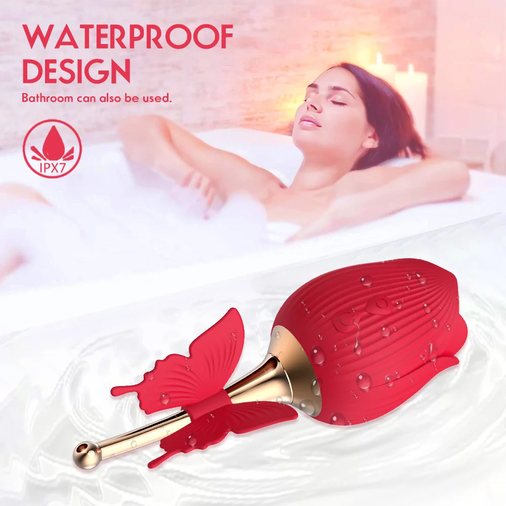 New Red Rose With Steam Vibrator Par Hombr Rose Sex Toy Suction Shaped Vibrator  Clit Sucking Sex Toy For Women Rose Vibrator