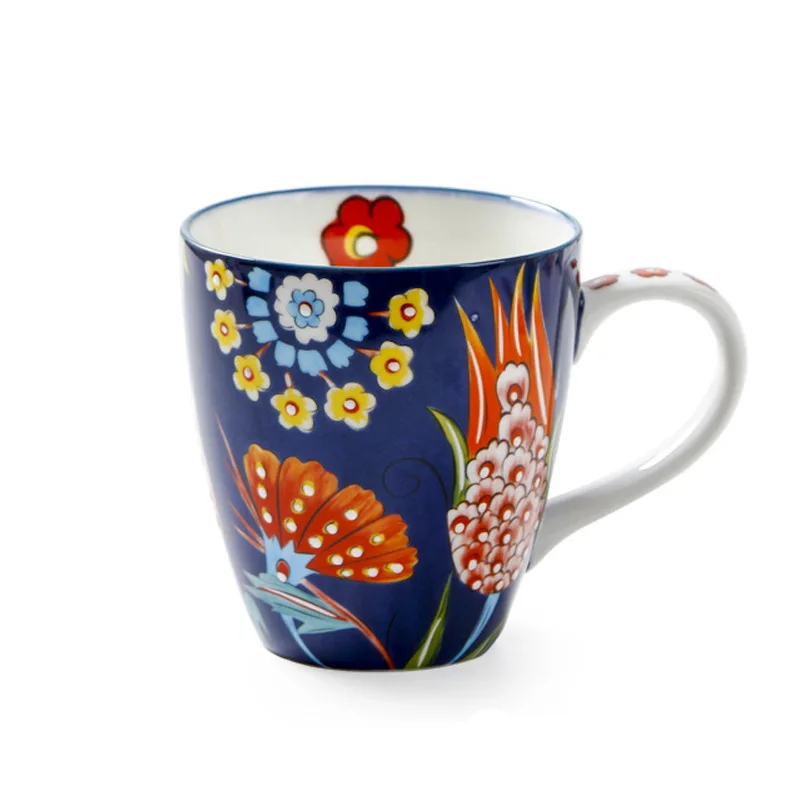 Винтажная керамическая кружка, кружка ручной росписи, Круглая Керамическая эмалированная Кружка счастливого животного