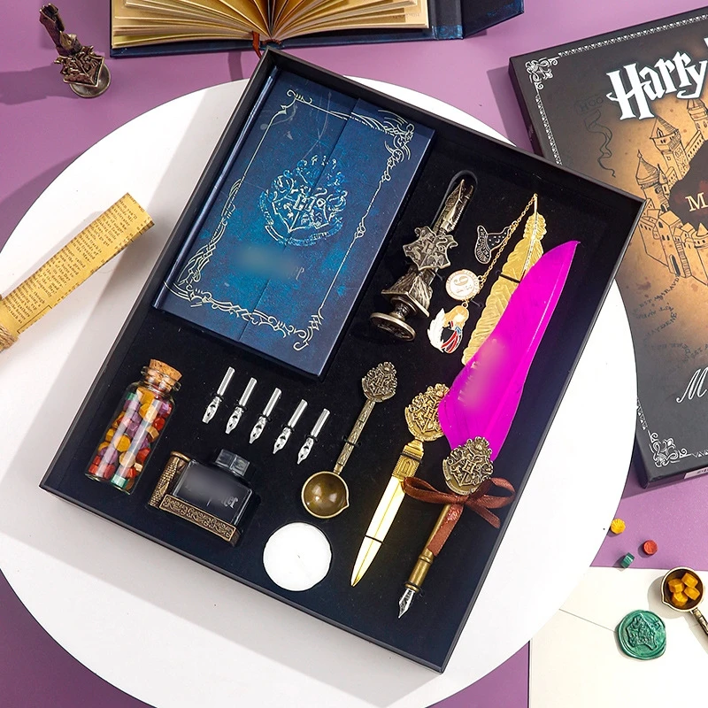 Hot Selling Vintage Quill Feather Pen Wooden Calligraphy Dip Pen Glass Pen With Ink Sealing Wax Stamp Gift Set
