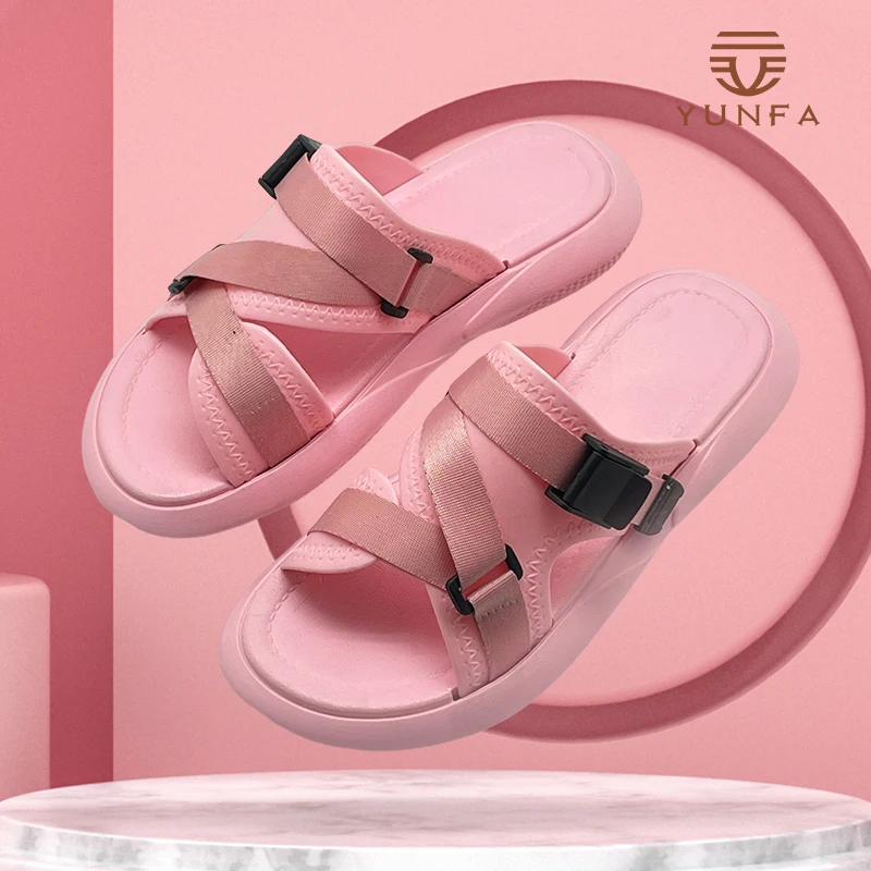 2024 New Arrivals Summer Designer Flat Ladies Slippers Plastic Shoes Belt Flat Slippers For Women Wholesale