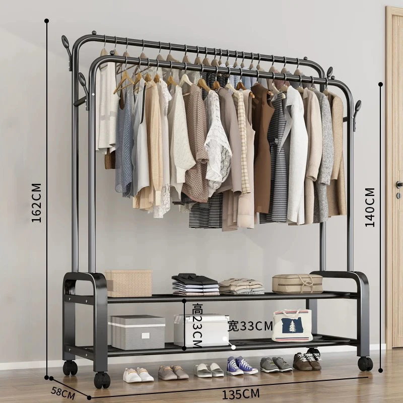 Double Metal Clothes Rack Clothes Stands And Shoe Racks