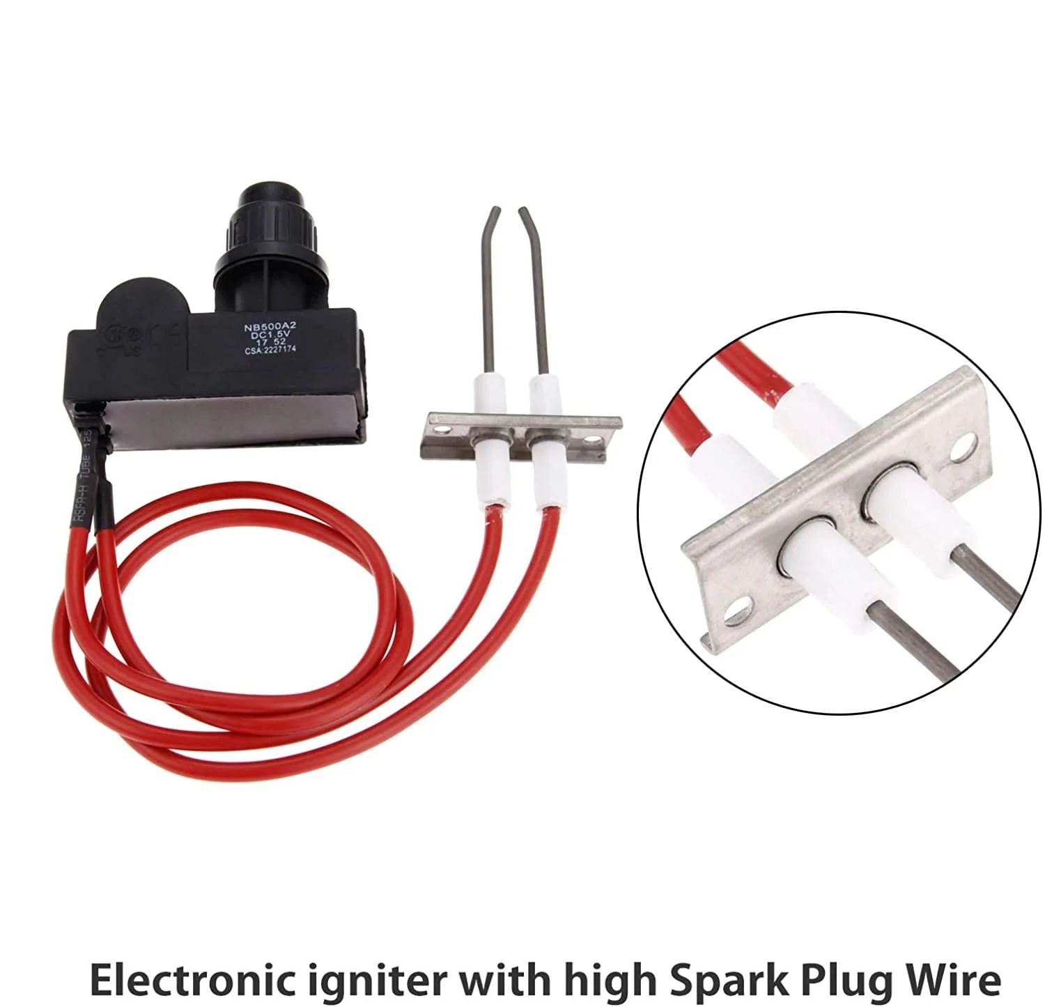 Double Ignition kit Electronic igniter with high Spark Plug Wire Length 450mm Each for Catering euqipment Stove