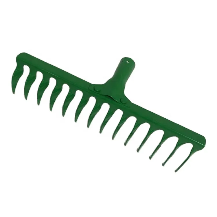 Agricultural Hand Tools Moss Removal Tool Garden Rake Thatching  14  teeth Olive Rake, Green Spray Paint Lawn Rake