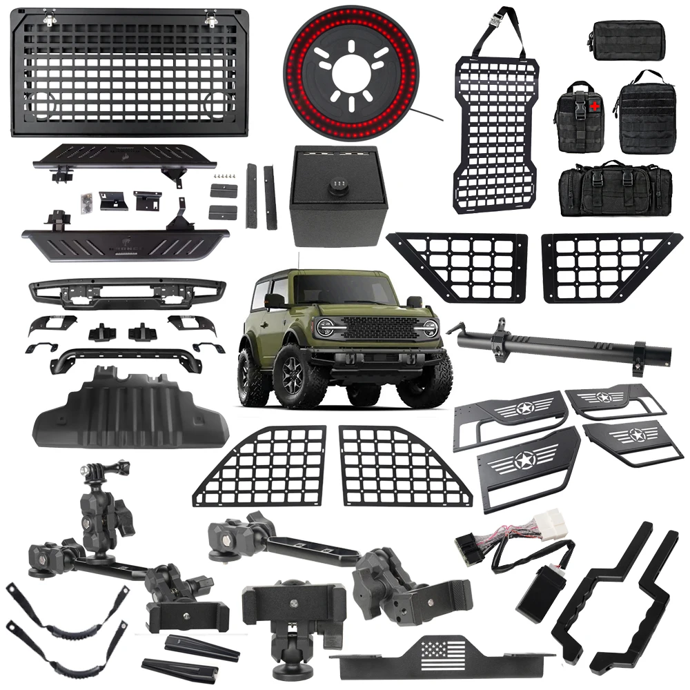 Стойка на крышу, передний и задний бампер для ford bronco, аксессуары, детали, 2021 фары, капот, флаг, ножная педаль, боковая ступень