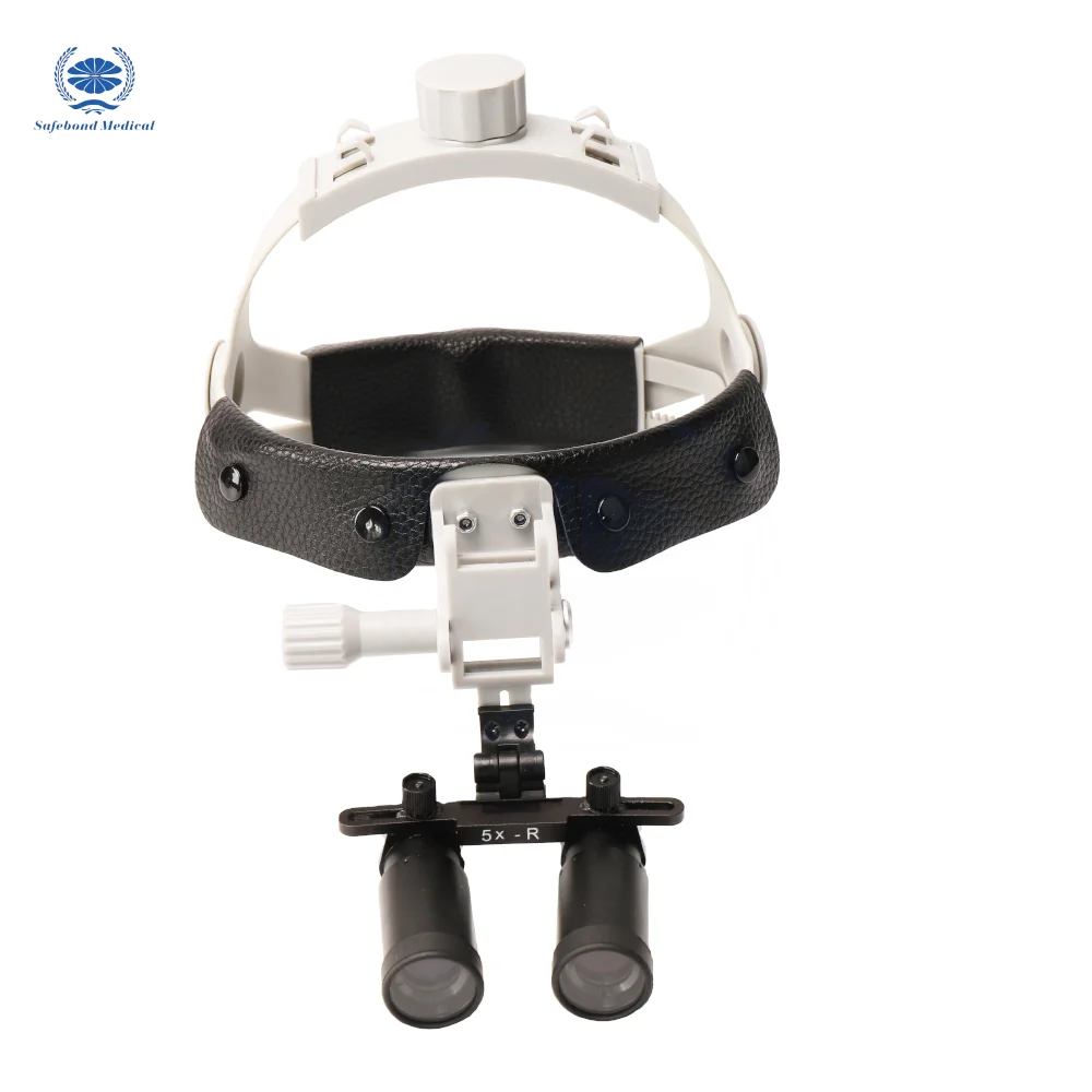Medical head-mounted adjustable 5x magnifying glass dental headlight binocular magnifying glass