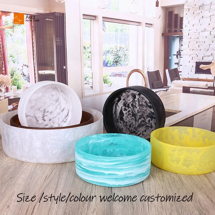 Handmade High Quality Swirl Resin Serving Bowls Food Safe Kitchen Storage Fruit Container Sustainable Salad Bowl Polyresin