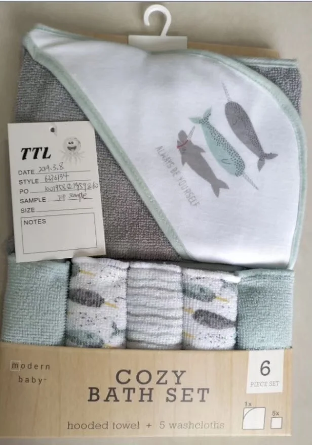 6pcs/set Baby Washcloths Small Infant Towel Set Soft Toddler  Hooded Towel Random Colors Baby Feeding Towels