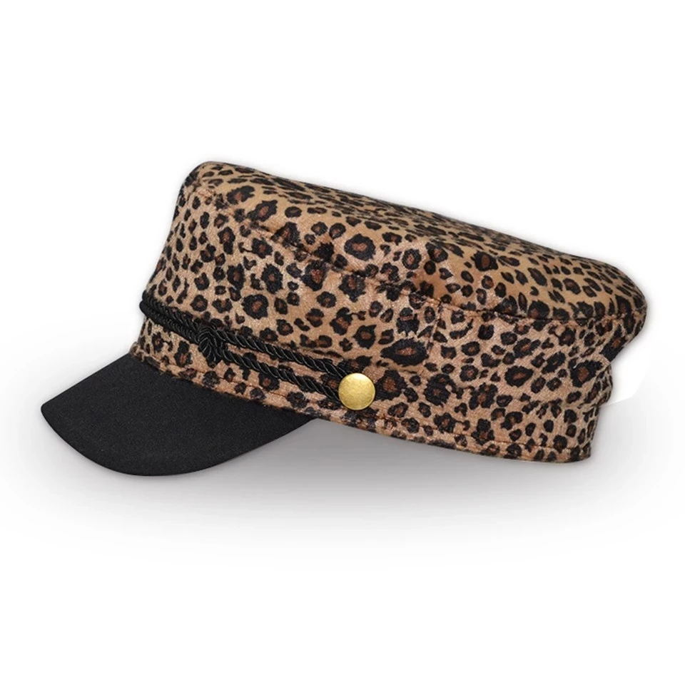  Модная свободная восьмиугольная кепка Gorra с леопардовым принтом и изогнутыми полями темно-синяя береты шляпа
