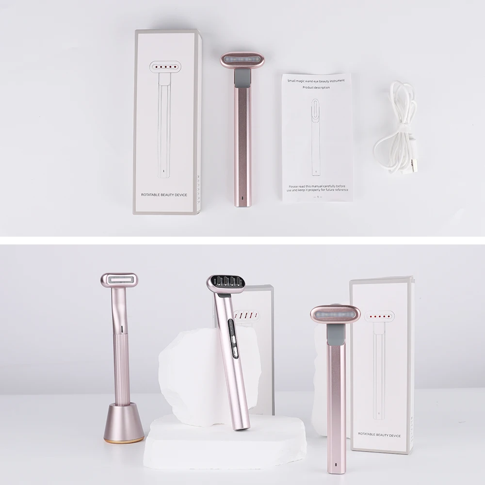 Synogal manufacturer EMS facial massage wand vibration LED therapy eyes face neck lifting massager