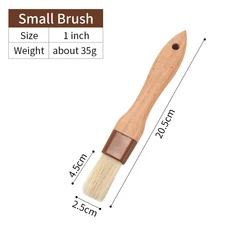 Food grade wooden handle heat resistant kitchen Cookware Bakeware Baking Cooking BBQ Barbecue Pastry Oil Brush pig hair brush