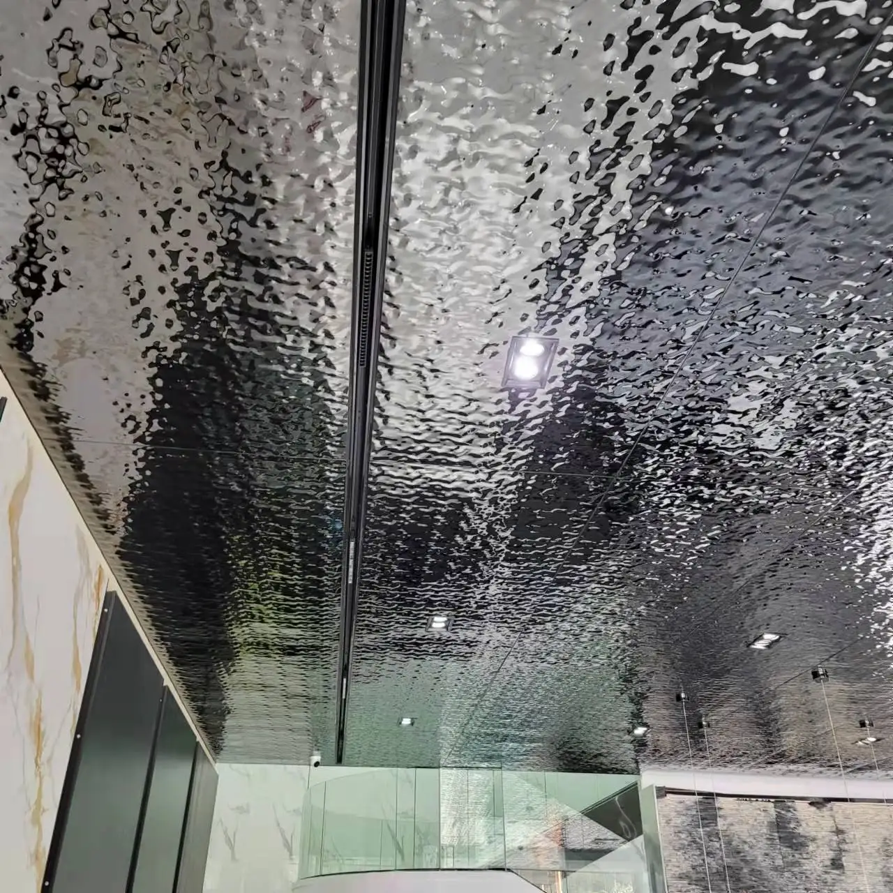 ripple wave stainless 3D wall tiles electroplate as gold color water bubble metal ceiling panel
