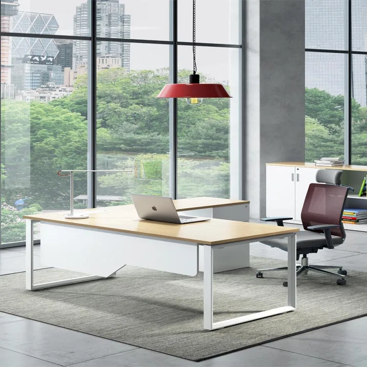 Современная офисная мебель новейший простой дизайн l-образный Меламиновый офисный стол