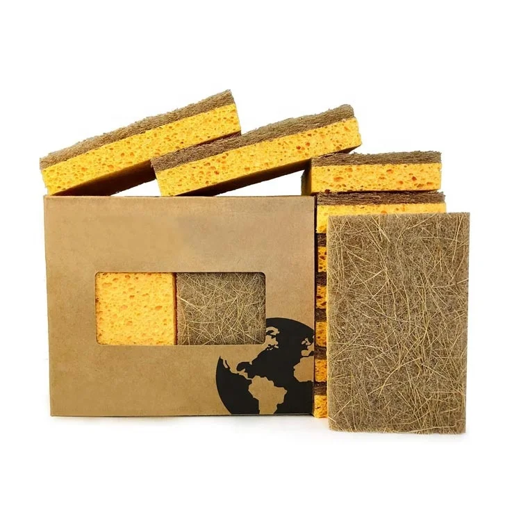 New type dishwashing coconut sisal fiber composite cellulose kitchen cleaning product sponge