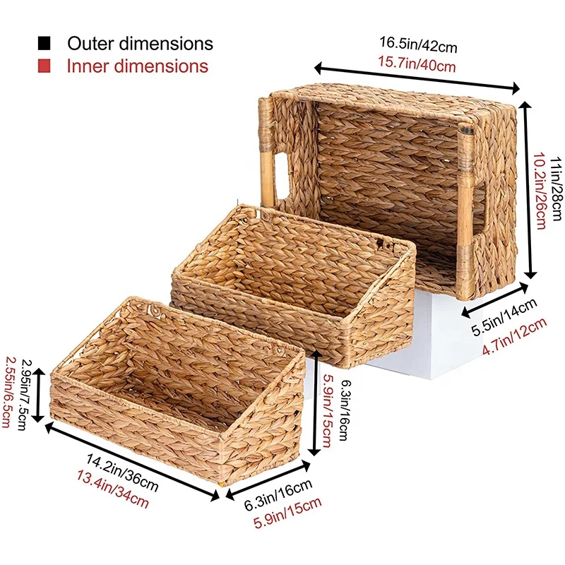 2022 new arrival rectangular water hyacinth woven basket storage straw woven basket