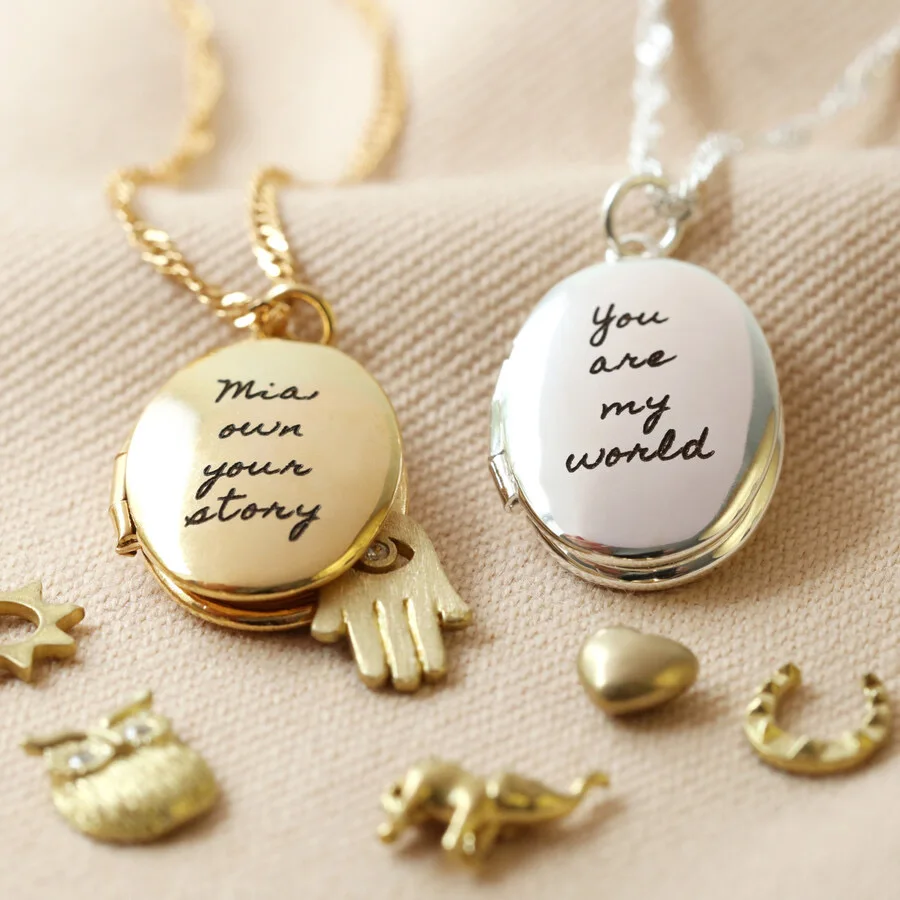 2024 INS stainless steel Elliptical Photo Box Owl Hand Palm Elephant Horseshoe Pendant Necklace