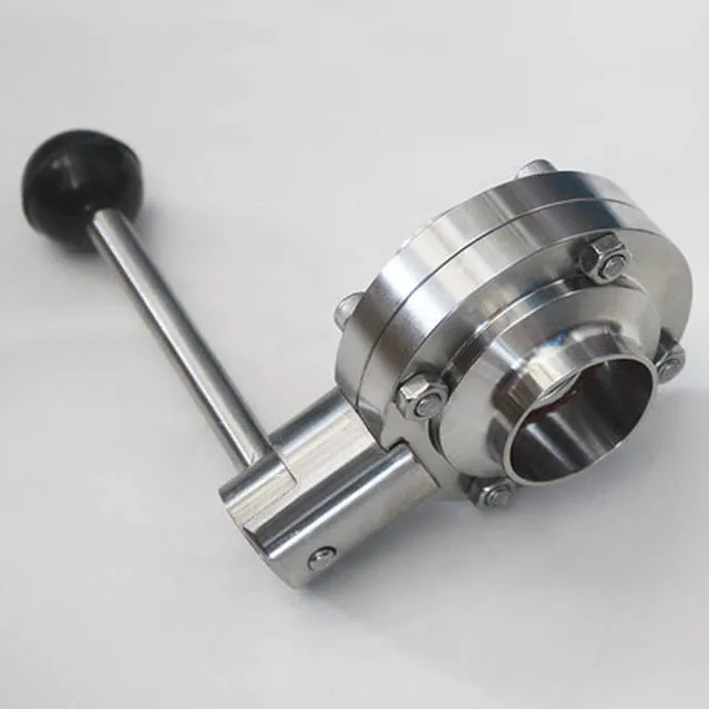 Stainless steel 304 316 sanitary food grade tri clamp ferrule  welding butterfly valve